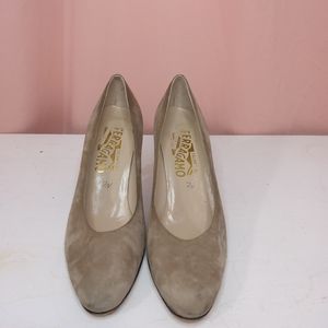 Ferragamo Suede Heels Tan
